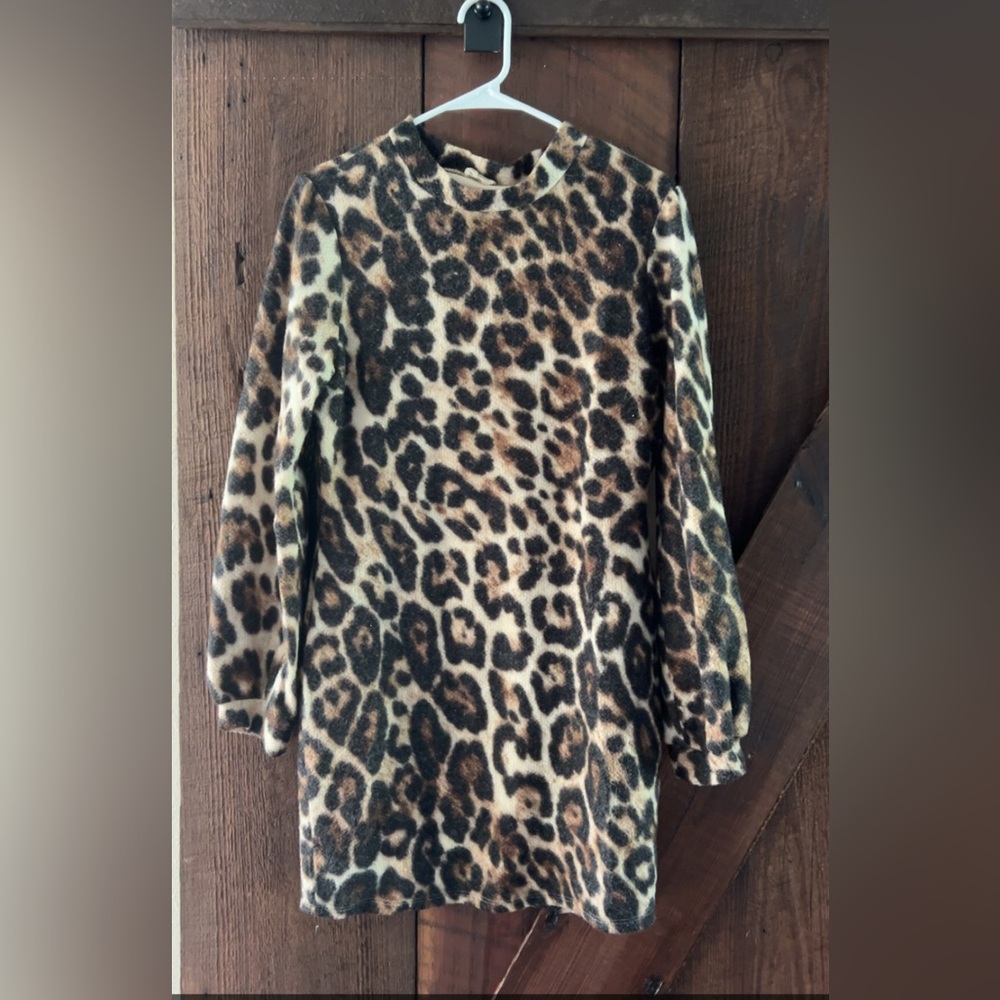 Leopard Print Long Sleeve Dress
